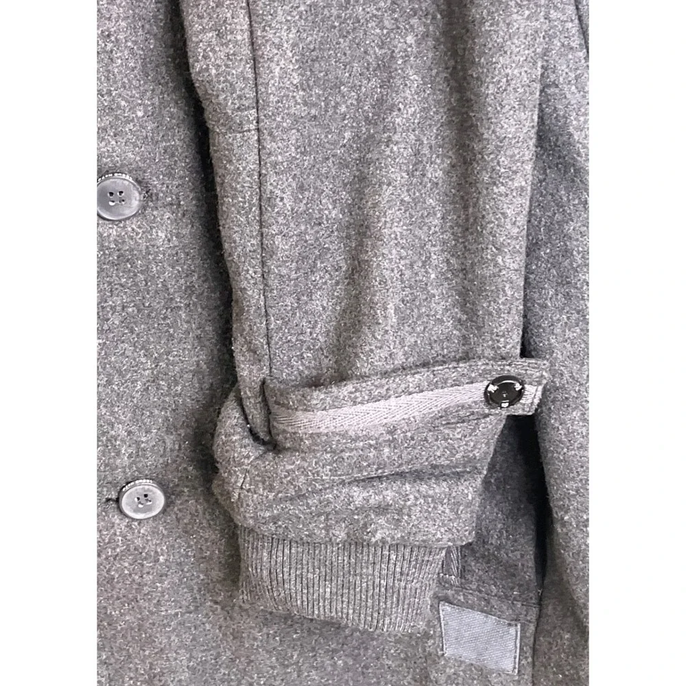Whispering Smith‎ Gray Lined Double Breasted Heavy Wool Blend Coat Large Read